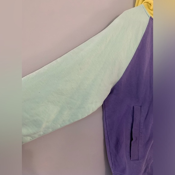 Teddy Fresh Hoodie Sweatshirt Pastel Color Block Purple Yellow Pink Unisex S - Picture 2 of 7